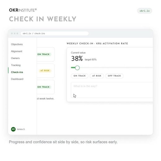 OKR system, drafting, tracking, reviewing OKRs