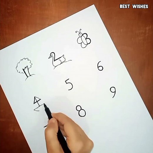 Number art 1 to 9 number drawing/How to draw Pictures from numbers #Shorts