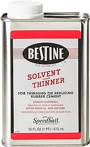 Bestine Solvent and Thinner for Rubber Cement – Cleans Ink, Adhesive and Parts, 16 Ounce Can