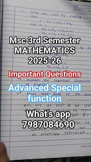 Operation Research 3rd Sem | Important Questions 2025–26 | Mathematics Special Video