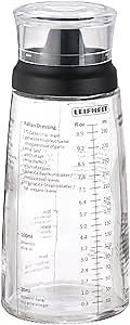 Leifheit Glass Salad Dressing Bottle 10 oz – Durable Eco-Friendly Glass with Leakproof Plastic Lid, Non-Drip Spout, Built-In Recipe Guide, Dishwasher Safe, German Design – Black