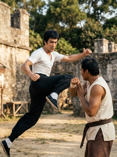 Bruce Lee vs Tony Jaa: Epic Flying Kick in Slow Motion