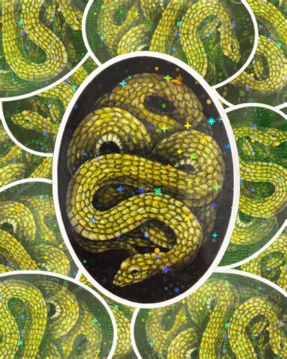 Slithering Snake Sparkle Holographic Sticker - 3in, Oval Sticker - Etsy