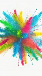 Explosion Color of Colorful Particles Powder 3d Animated on White Background. Bright Multicolor Burst Paint in Slowmotion. Abstract Iridescent Shockwave. Blowup Art Visual Colored Mix Effect Close-up