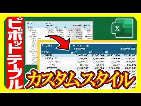 【Excel 動画解説】ピボットテーブルのスタイルを自分好みにカスタマイズする