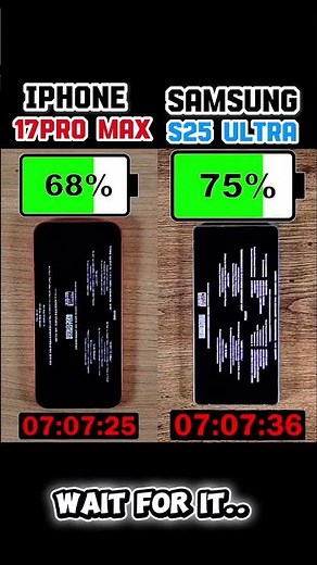 ⚡⚡ IPHONE 17PRO MAX VS SAMSUNG S25 ULTRA BATTERY TEST!!