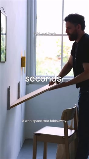 Yanko Design on Instagram: "Desk by day, wall art by night: Fold-out Desk is the ultimate design mood swing. Minimal brackets and a slick wire system mean you can go from “organized genius” to “living room minimalist” in seconds. No more staring at a messy desk or hiding your existential crisis under a pile of books. The spring-loaded button locks everything closed, keeping your space clean and your vibe uncluttered. This is the kind of smart design that makes you want to show off your setup - e