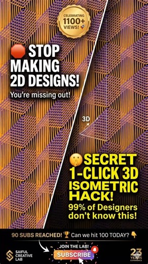 3D Isometric Magic! 🤯 Secret Pattern Hack 🤫 #shorts #illustrator #3dart #saifulcreativelab #foryou