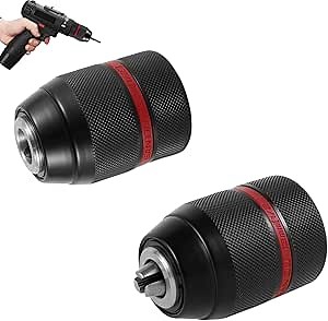 Multi Keyless Chuck, Keyless Hand Drill Chuck 1/2-20UNF Mount 1.5 to 13mm Quick Change Chuck Adapter Keyless Drill Chuck Bit Self-tighten Metal Rotary Tool Keyless Chuck for Multiple Purposes (2)