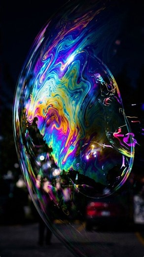 Ambient Music & Waves to Relax + Colorful nighttime photography Slow motion Bubbles Visual ASMR