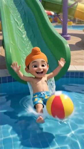 Punjabi Kid in Water Park | Cute Cartoon Splash Fun #shorts