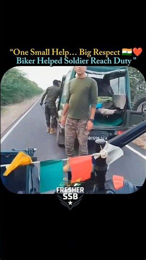 “One Small Help… Big Respect 🇮🇳❤️Biker Helped Soldier Reach Duty 🫡”#army#armylover#whatsappstatus