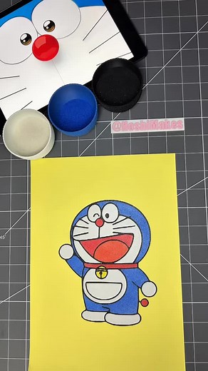 14 reactions | HoshiMakes sand art of everyone’s favorite childhood problem-solver, Doraemon! 烙 Just looking at him makes me hear the theme song in my head.  #hoshimakes #sandart #doraemon #doraemonlovers #animeart #cartoonart #satisfying | HoshiMakes | Facebook