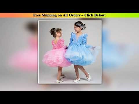 Girls Red Long Sleeve Party Dress Children Princess Ball Gown Piano Recital Fashion Show Host