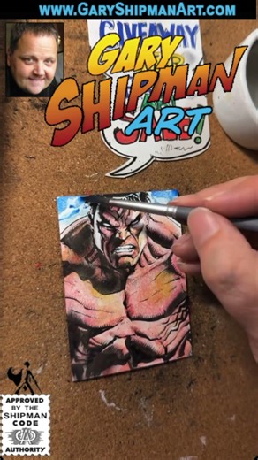 #428 Artist Gary Shipman Draws Marvel Comics Red Hulk Sketch Card Art