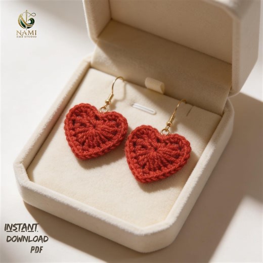 Crochet Heart Earrings Pattern PDF Beginner Crochet Jewelry Tutorial Boho Dangle Heart Earrings Valentine Gift Idea Instant Download - Etsy