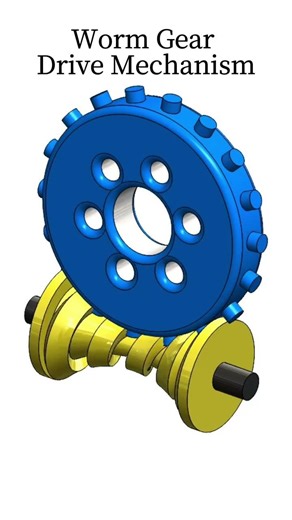 Worm Gear Drive Mechanism #3danimation #caddesign