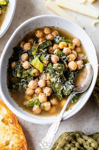 Escarole and Chickpea Soup with Garlic Toast