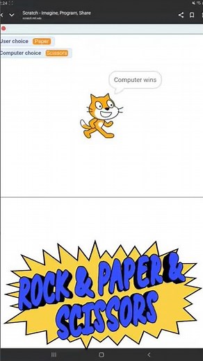 Rock & Paper & Scissors shoot! #scratch #cat #computer #coding #variables #user