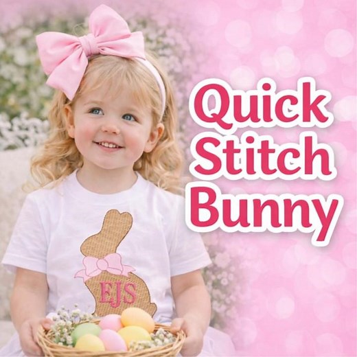 Chocolate Bunny Bow Embroidery File 🎀🐰 | Quick Stitch Easter Bunny | Sketch Fill Bunny | 8 Sizes