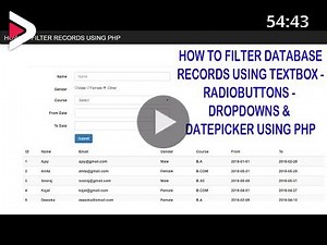 How to Filter Database Records using Textbox - Radiobuttons - Dropdown and Datepicker using PHP دیدئو dideo