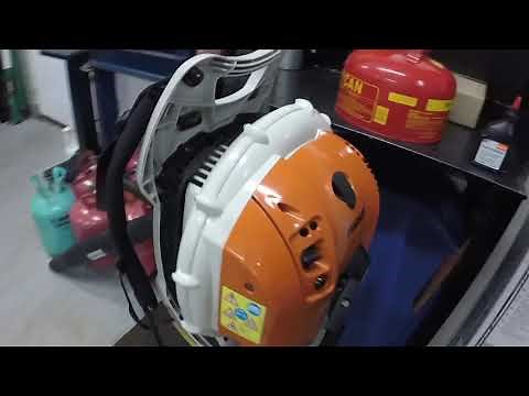 Stihl BR600 backpack blower and a new BG86 with gutter kit