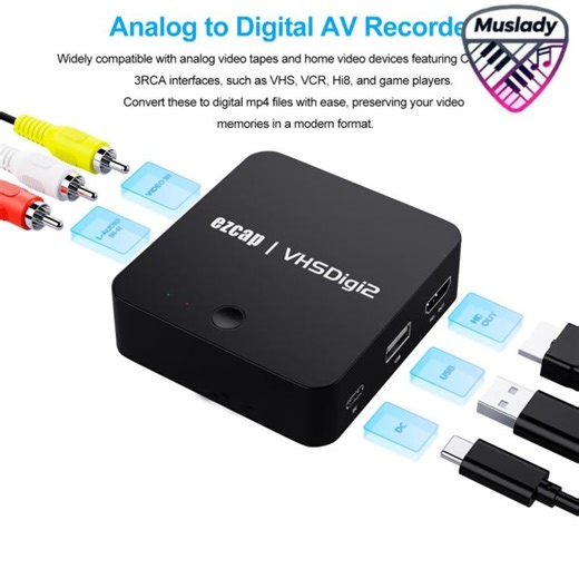 MUSLADY ezcap181P AV Recorder Video Capture Box Audio Video Recording Box AV Input HD Out Audio Out Convert Analog Video to Digital from VHS VCR DVD Player Camcorder Game Console | Lazada PH