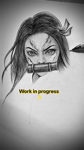 nezuko realistic sketch #shorts #reels #art #drawing #art #nezuko #anime #demonslayer