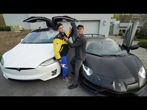I RACED MY BROTHER FOR $10,000! (Lamborghini Aventador SVJ vs Tesla Model X)