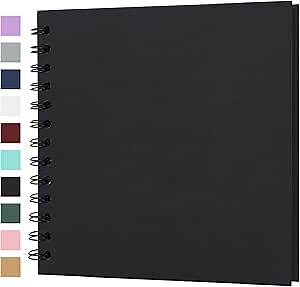 Scrapbook Album 7x7 Inches 40 Pages Hardcover Kraft Paper Photo Album Scrap Book Memory Book Blank DIY Scrapbook Albums for Boyfriend Wedding Baby Travel Anniversary Family, Black