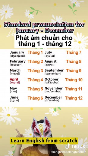 Standard pronunciation for January-December #english#Englishbyngoc#vocabulary#advancedenglish#englishtips#englishvocabulary#vocabulary#advanceenglish#englishclass#englishonline#edutokenglish#hoccaodang#learnontiktok#speaklikeanative