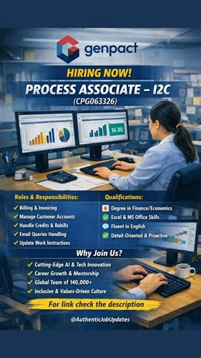 Genpact Hiring 2026 💼 | Process Associate Job | Freshers Can Apply 🔥 #shorts #genpact