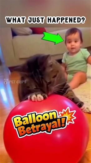Cat Jumps Everywhere After Balloon Pop 😆 #funny #cat #shorts