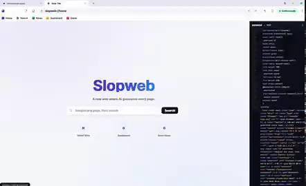 This guy just built an Web4 AGI browser where every page is AI generated in real timecalled “Slopweb”it creates the entire internet on the fly instead of loading websiteshttps://t.co/65lABVMX3o