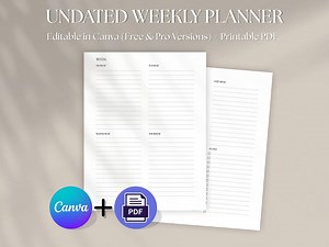Weekly Planner Pages: Undated Layout With to Do List (printable PDF) - Etsy