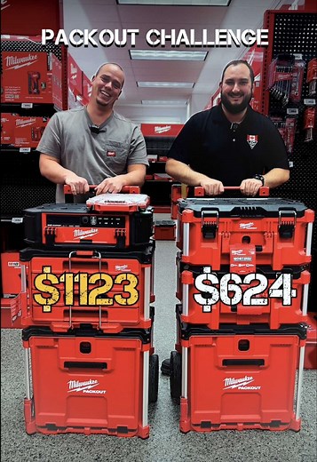 The PACKOUT Challenge is ON at JCCayer! 🛠️🔴 Stack it high. Load it up. Reach the handle. 💰 The most value stacked wins 💰 #milwaukeetools #milwaukee #packout