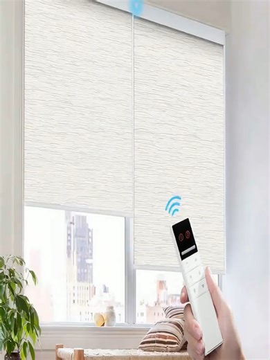 Smart Electric Roller Shades - Remote & App Control, Blackout Fabric, for Living
