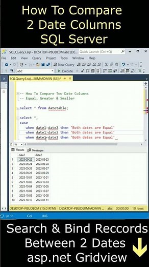 Compare 2 Date Columns In A SQL Server Table