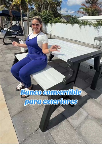 Convert-a-Bench Gen II XL Designer Series Bench-to-Table Modern Outdoor Patio Furniture Stool Chairs @@QVC, Inc##bench##banco##fyp##parati##patiofurniture