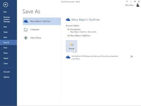 Word 2013 Save and Share Files in the Cloud