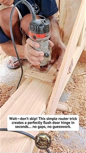 This Carpenter Just Hacked Door Hinges Forever! Genius Wood Trick 🤯 #woodworking #DIY #tools