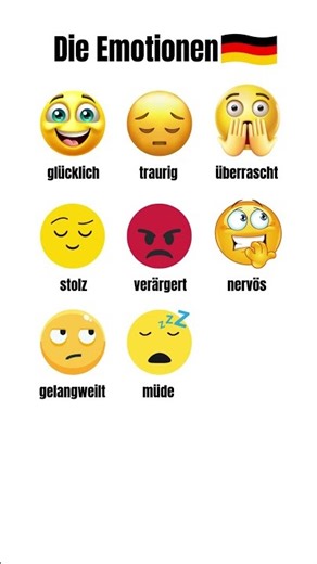 A2 Deutsche Wörter: Die Emotionen auf Deutsch🇩🇪 #emotionen #learngerman #deutschlernen #shorts
