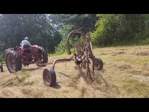 1959 Farmall IH 240 rakes 1st cut hay on Depot View Farm in Mansfield Connecticut