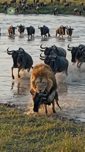 Lion vs. Wildebeest: The Ultimate Power Move