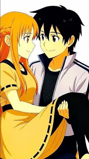 Sword Art Online Character Kirito and Asuna Kiss