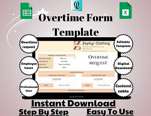 Overtime Form Template, Digital Download, Editable & Easy to Use, Google Sheets Employee Tracker - Etsy