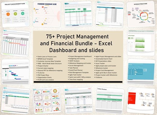 Project Management & Financial Excel Templates: 75  Dashboard Bundle - Etsy