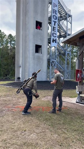 Sal on Instagram: "Sgt Sam Howard Super Sniper Event at @florida.swat Start at the base of the tower. You’re given a face target to remember before the start of the stage. On go, sprint up to the top of the tower, and run back down to the second floor and shoot 1 steel target from the window. Run down the stairs and down range to position 2 where you locate and shoot the face target you were given. Shot must be within the T box scoring zone. Pumped to have the guys cheering me. I love stages lik