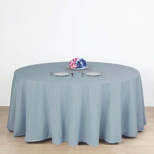 Polyester Round Tablecloth 132" Dusty Blue | eFavormart