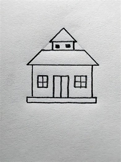 House drawing with triangle#drawing #Foryou #artitsoftiktok #arteducation #trending